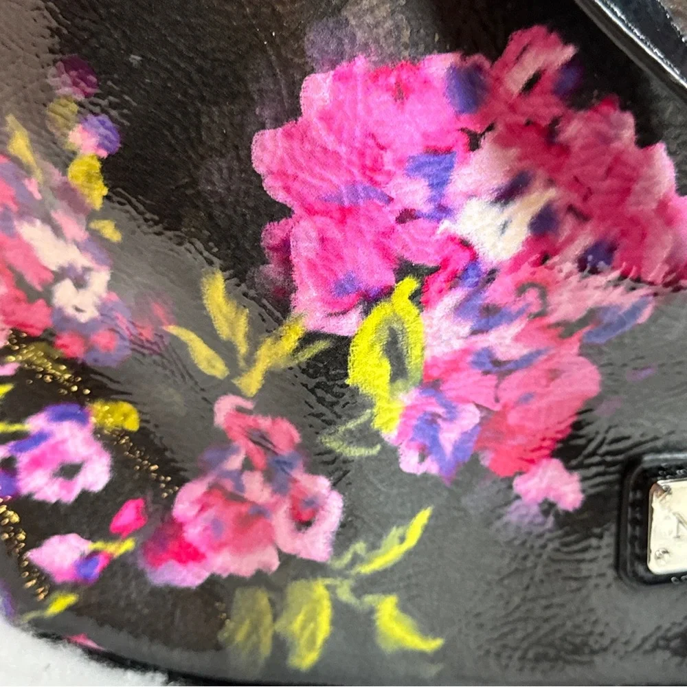 NINE & Co Black Beautiful Floral Women’s Shoulder Bag Purse Tote, Zipper Closure